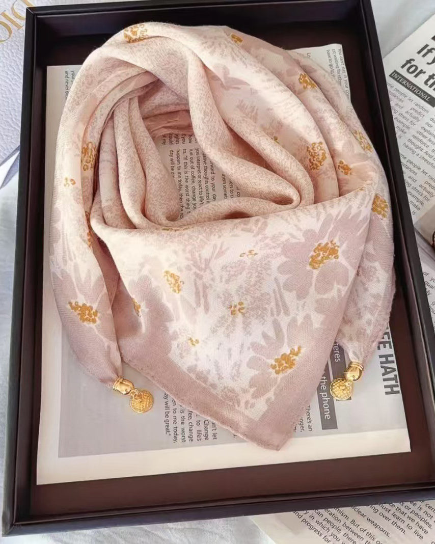 ラグジュアリー 大判スカーフ=fleur gold=