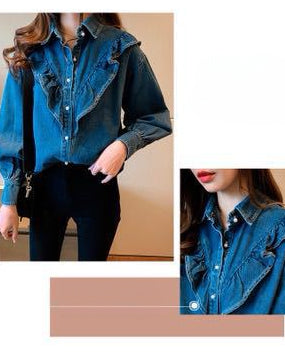 デニム フリル シャツ〈2color〉