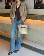 レトロリベット レースアップ シューズ〈3color〉