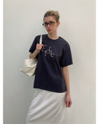 -ETOLIE-エンブロイダリー・フレンチTシャツ