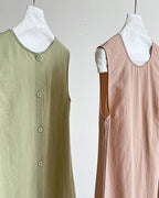 【セットアップ】リネン混ウエストベルト スカートセット-green-