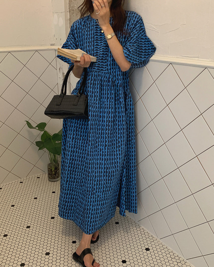 スカラップレトロワンピース-blue-