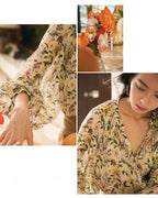 シフォン フローラルシャツ
