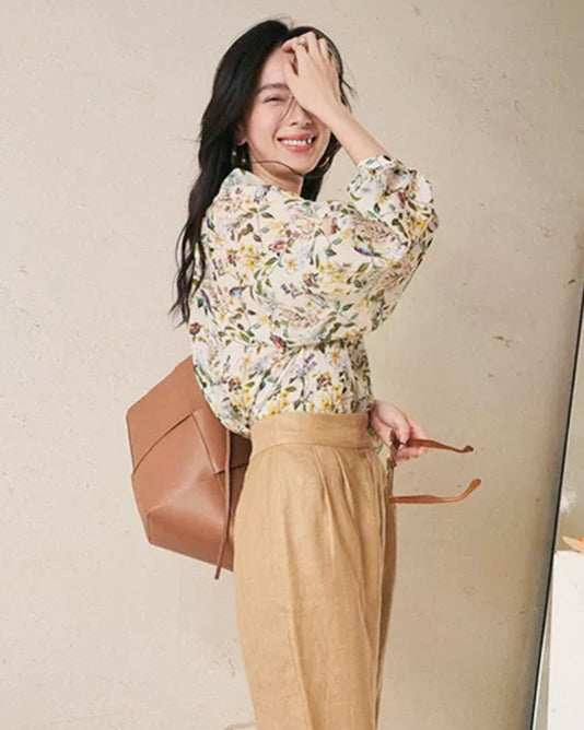 シフォン フローラルシャツ