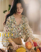 シフォン フローラルシャツ