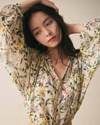 シフォン フローラルシャツ