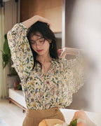 シフォン フローラルシャツ