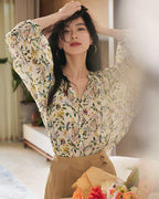 シフォン フローラルシャツ