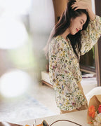 シフォン フローラルシャツ