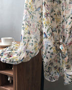 シフォン フローラルシャツ