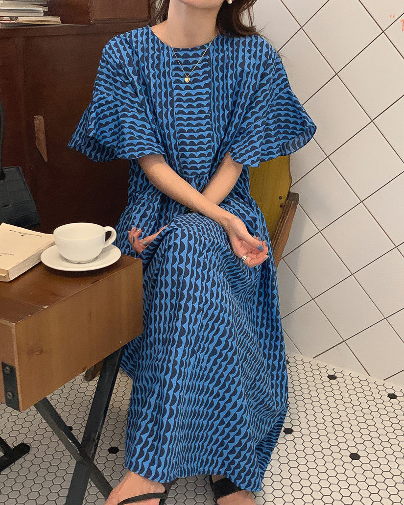 スカラップレトロワンピース-blue-