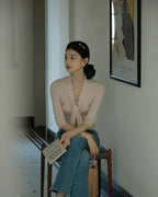 Vネック フィット トップス〈2color〉