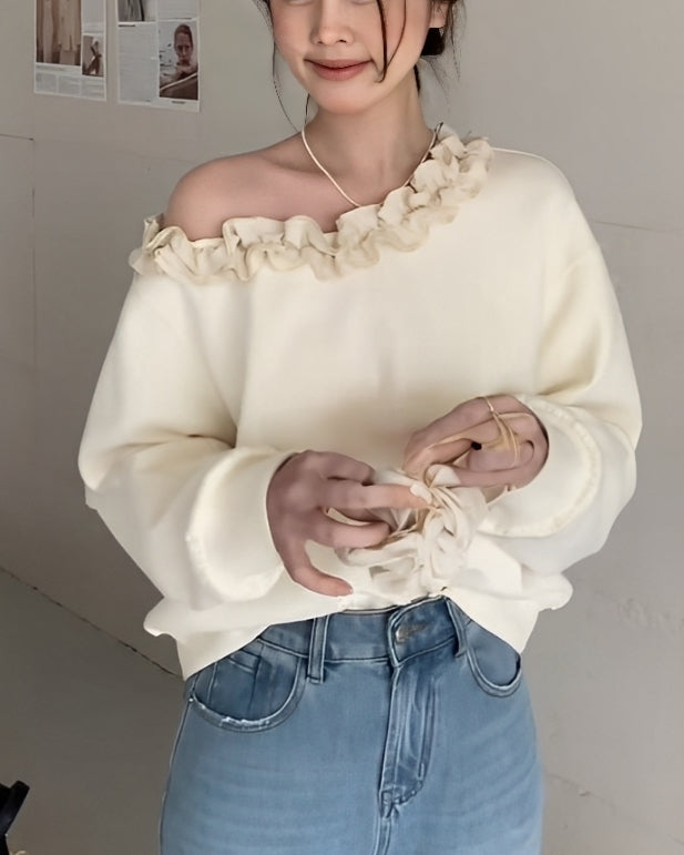フレンチフリルオフショルトップス