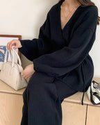 【セットアップ】ポワン袖カシュクールニットセット〈3color〉