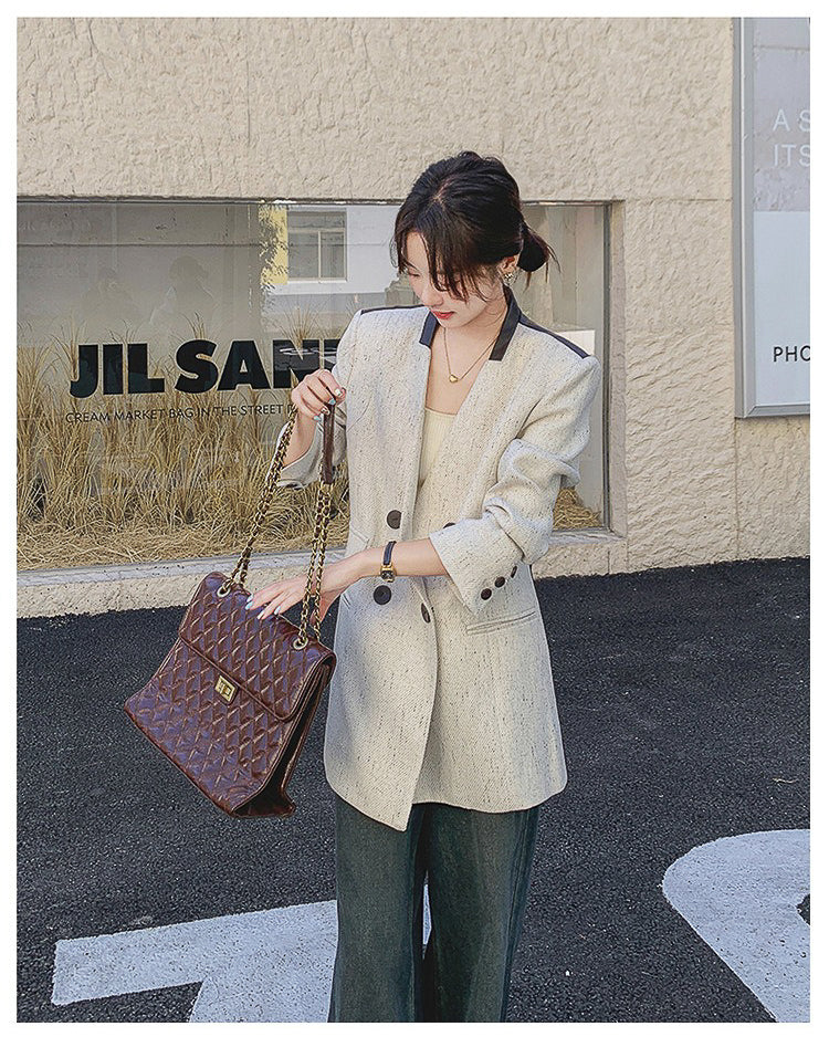 バイカラーレザージャケット