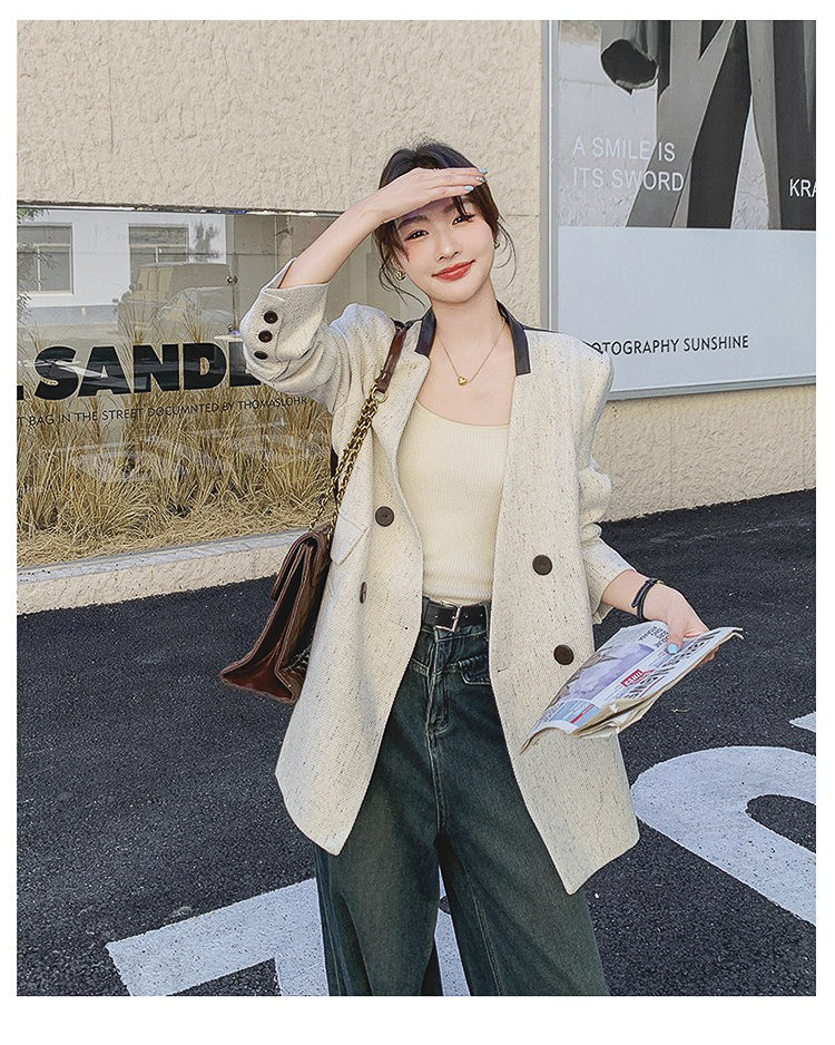 バイカラーレザージャケット