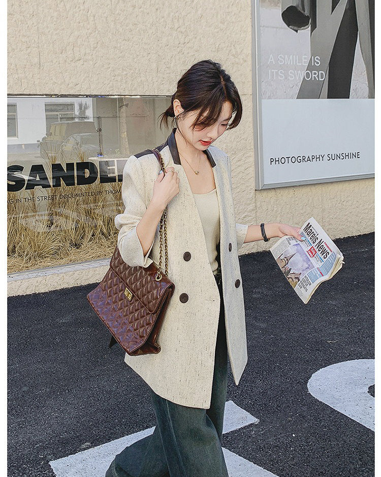 バイカラーレザージャケット