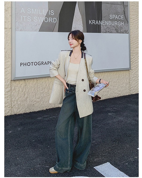 バイカラーレザージャケット