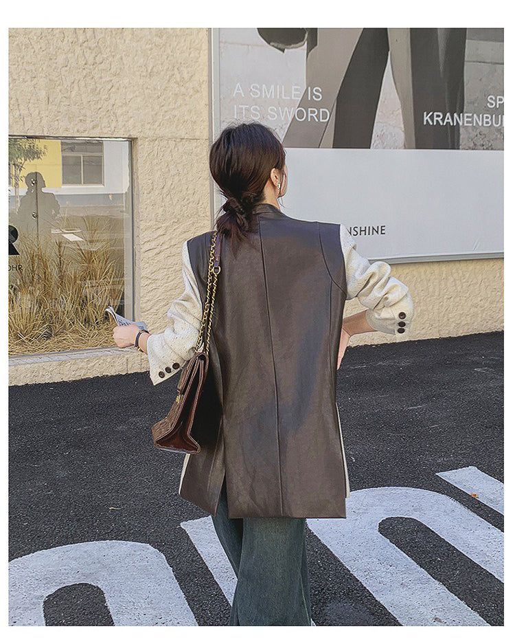 バイカラーレザージャケット