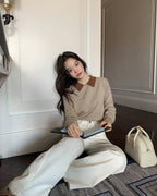 バイカラー ニットトップス