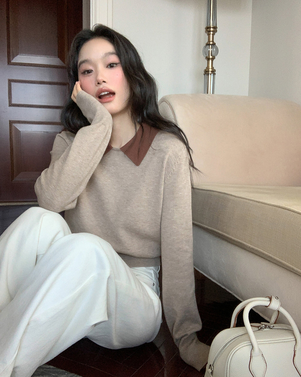 バイカラー ニットトップス