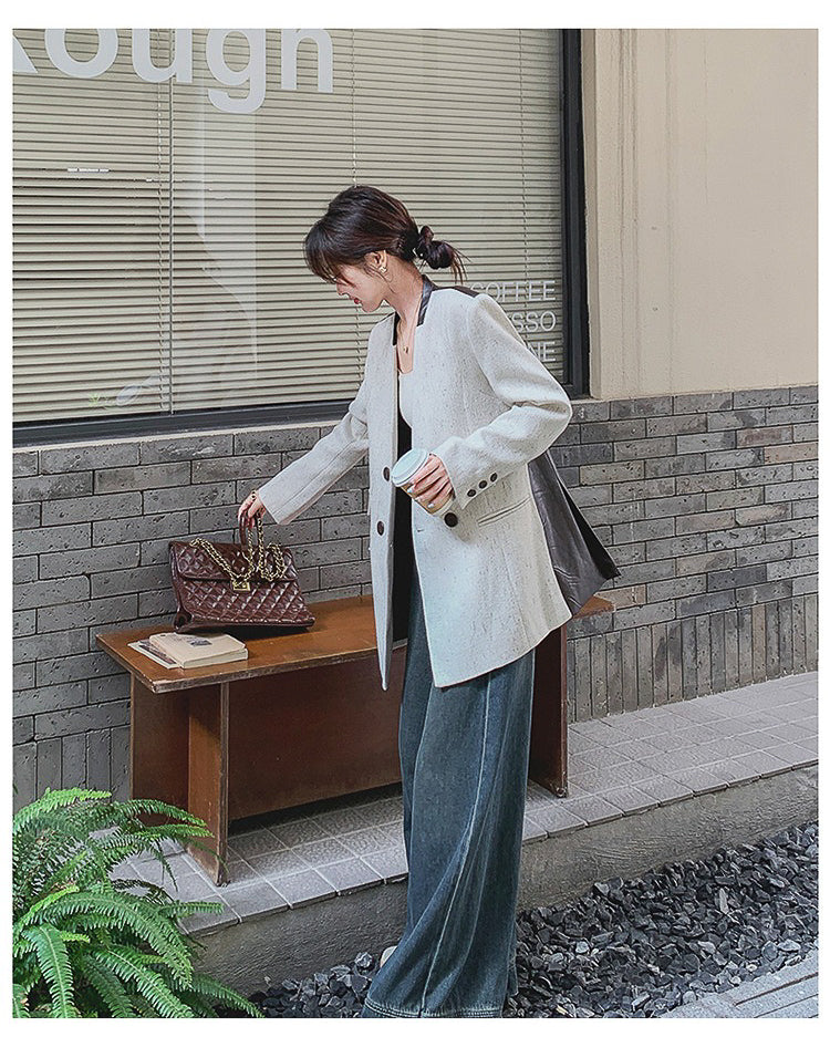 バイカラーレザージャケット