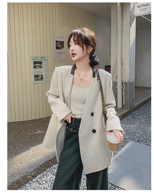 バイカラーレザージャケット