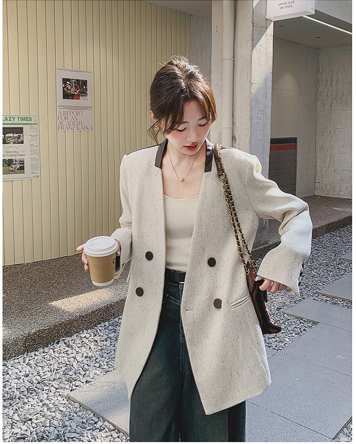 バイカラーレザージャケット