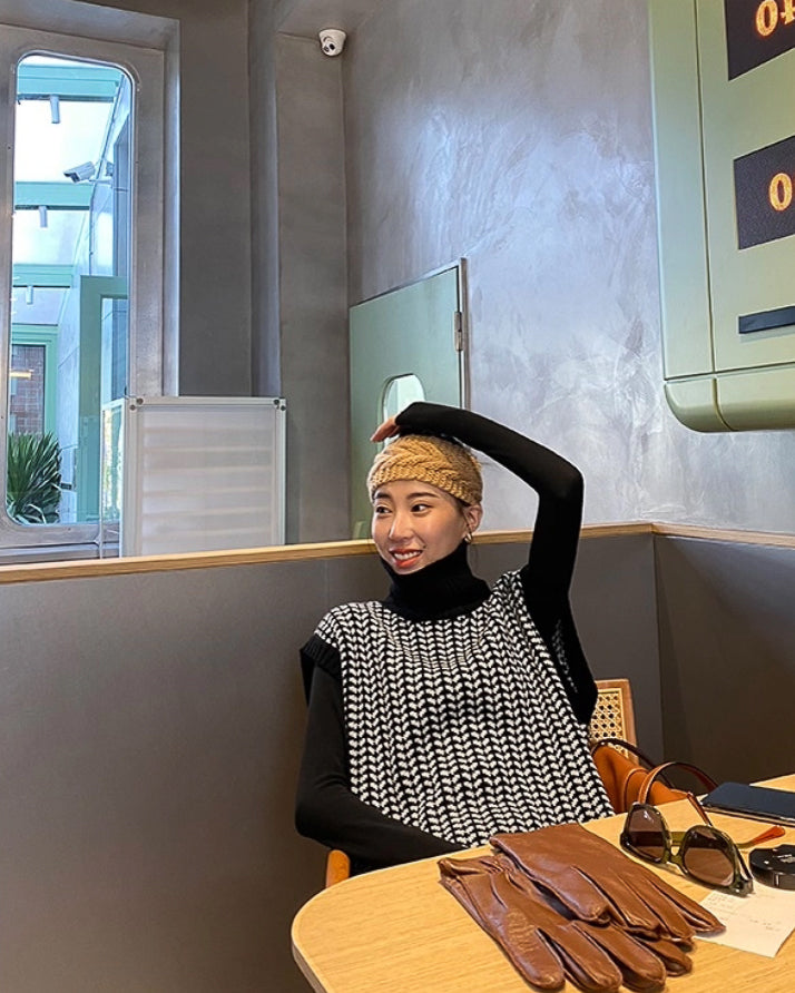 千鳥柄 タートルネックベスト