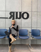 千鳥柄 タートルネックベスト