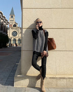 千鳥柄 タートルネックベスト