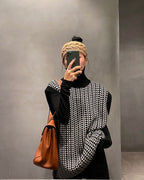 千鳥柄 タートルネックベスト