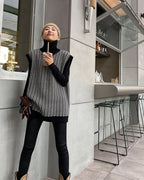 千鳥柄 タートルネックベスト