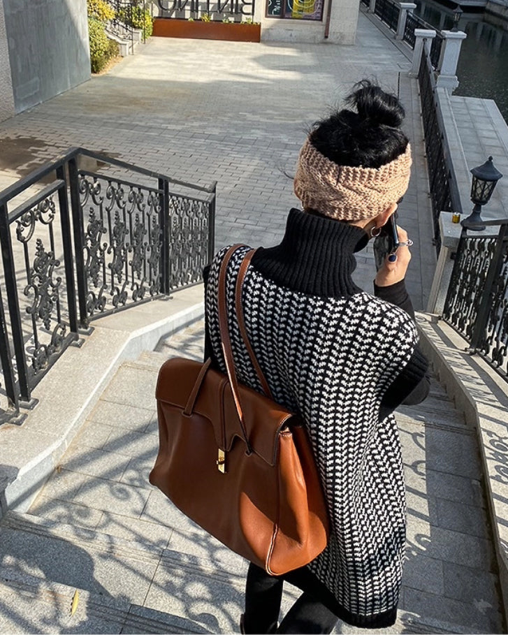 千鳥柄 タートルネックベスト