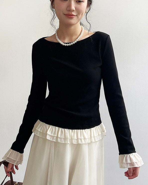 フリル ロングスリーブ カットソー