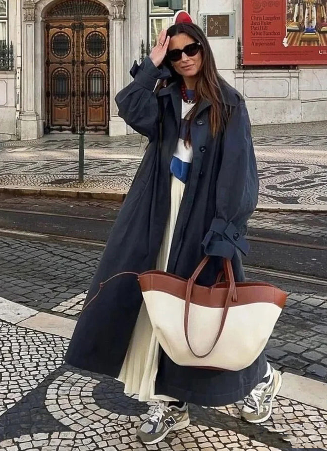 レザー×キャンバス ツートントートバッグ