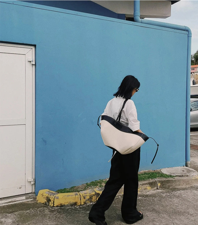 レザー×キャンバス ツートントートバッグ