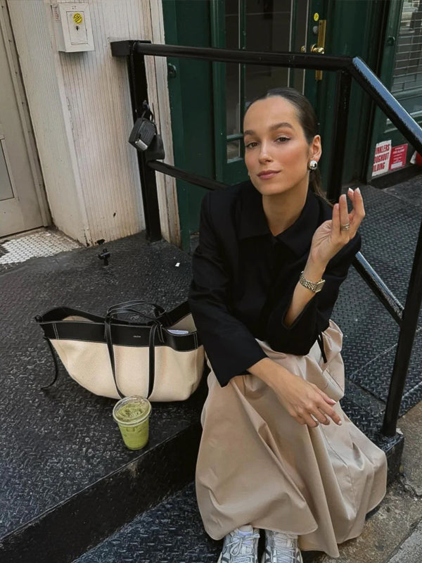 レザー×キャンバス ツートントートバッグ