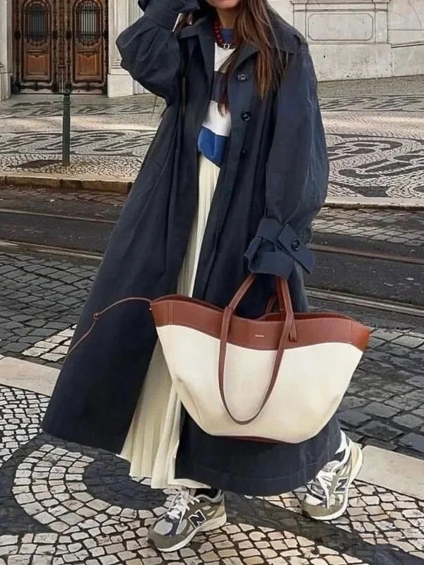 レザー×キャンバス ツートントートバッグ