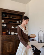 フリル&レース　Vネックブラウス〈2color〉