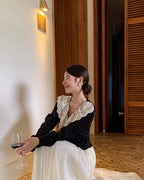 フリル&レース　Vネックブラウス〈2color〉