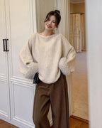 ファー付き フレアーニット〈2color〉