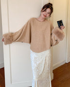 ファー付き フレアーニット〈2color〉