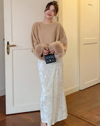 ファー付き フレアーニット〈2color〉