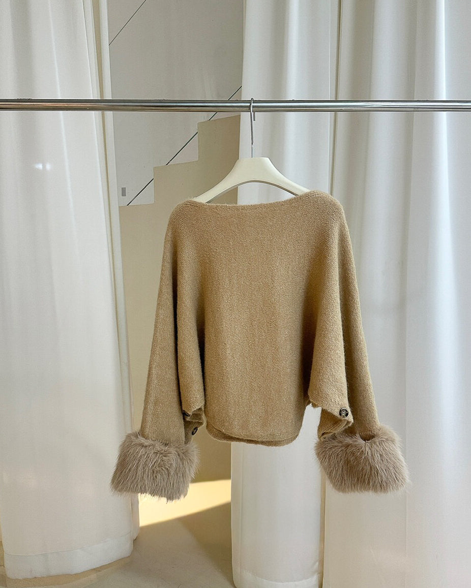 ファー付き フレアーニット〈2color〉