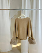 ファー付き フレアーニット〈2color〉