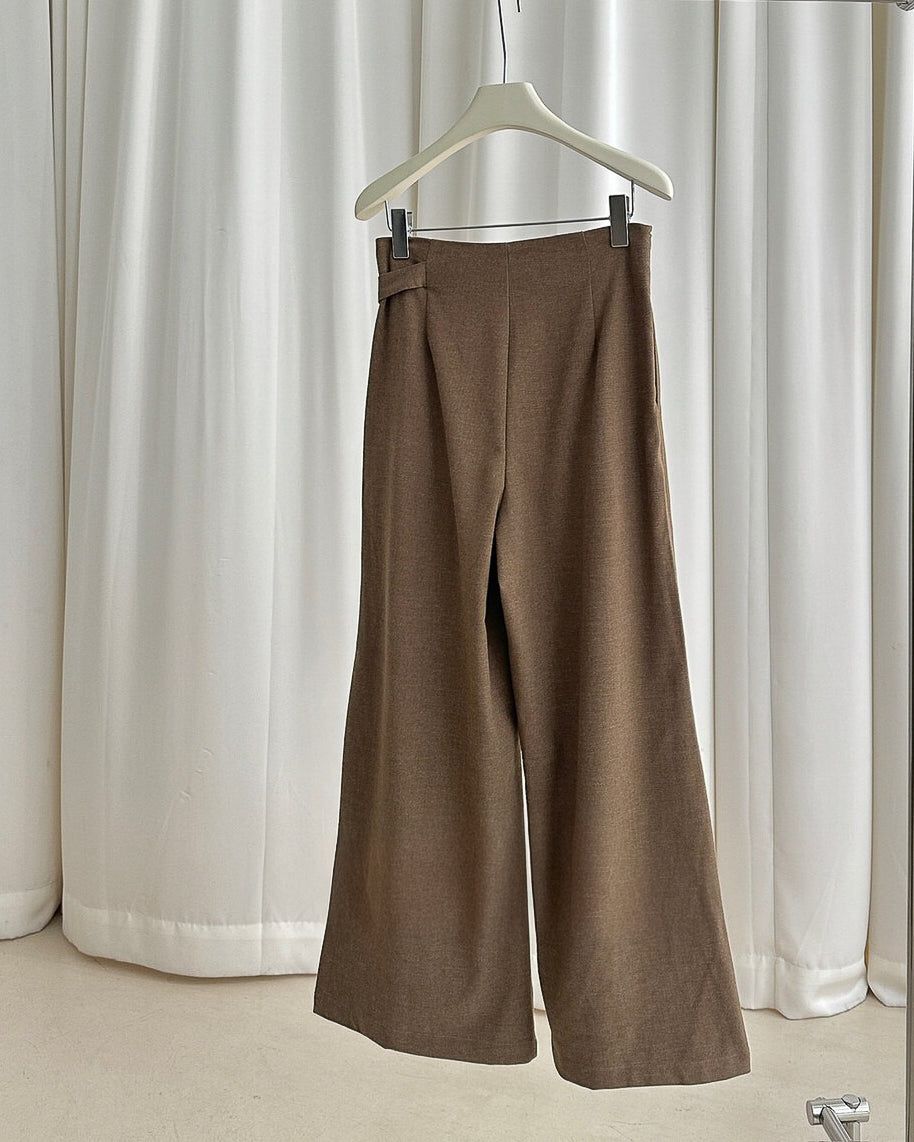ウエストリボン ウールパンツ