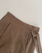 ウエストリボン ウールパンツ