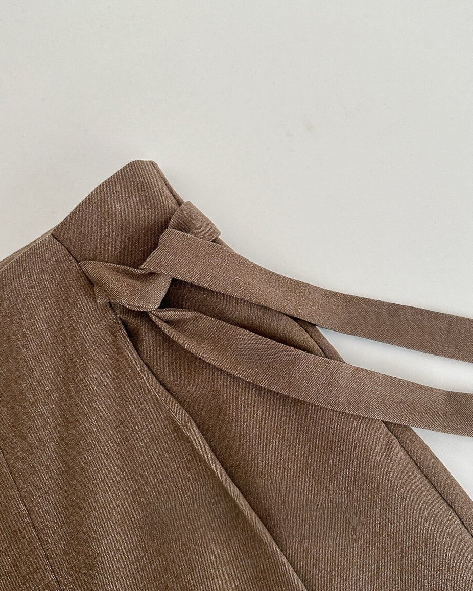 ウエストリボン ウールパンツ