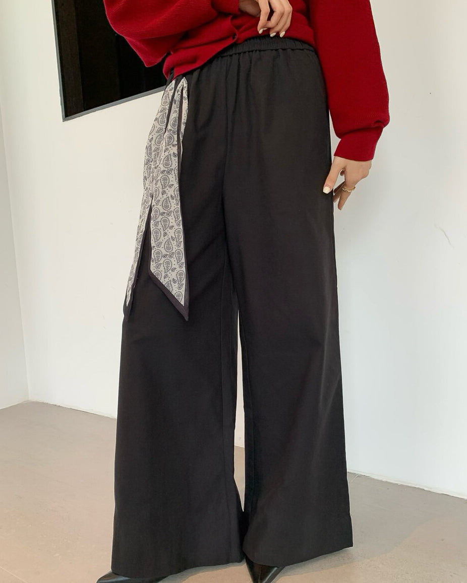 スカーフ付きフレアパンツ〈3color〉